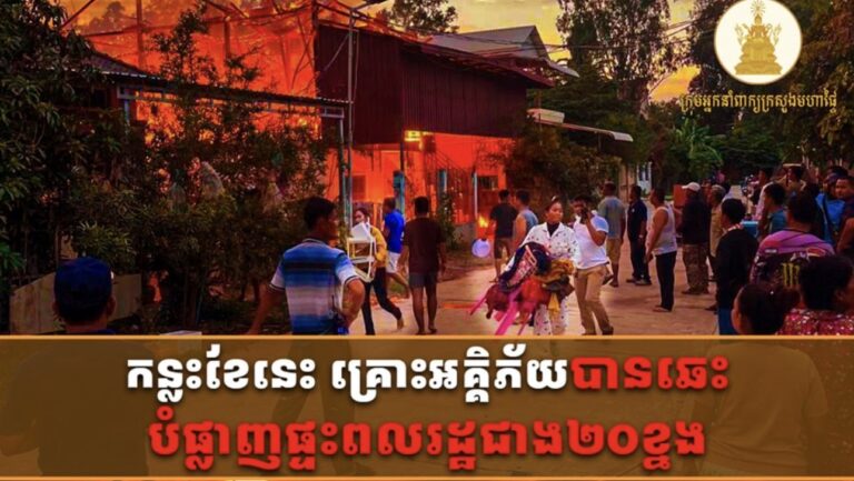 កន្លះខែនេះ គ្រោះអគ្គិភ័យបានឆេះបំផ្លាញផ្ទះពលរដ្ឋជាង២០ខ្នង