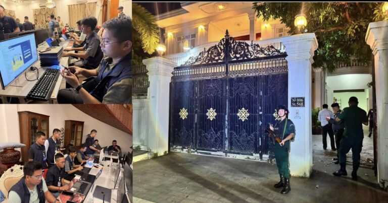 គណៈបញ្ជាការឯកភាពរាជធានីភ្នំពេញ ចុះបង្ក្រាបទីតាំងសង្ស័យ ONLINE SCAMS មួយកន្លែងនៅខណ្ឌទួលគោក រកឃើញជនបរទេស ២៥នាក់ និងសម្ភារមួយចំនួន